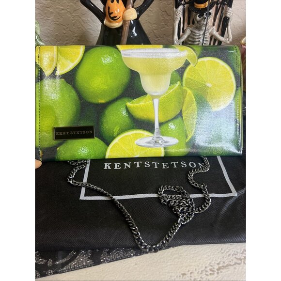 Kent Stetson Envelope Purse Chain Crossbody Clutch Handbag Margarita Glass Slim - Picture 6 of 8